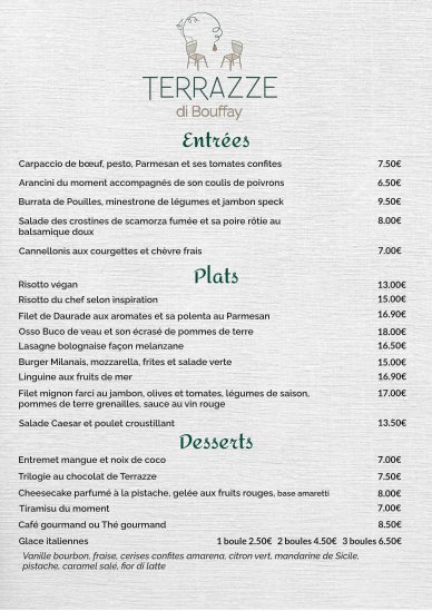 conception menu restaurant