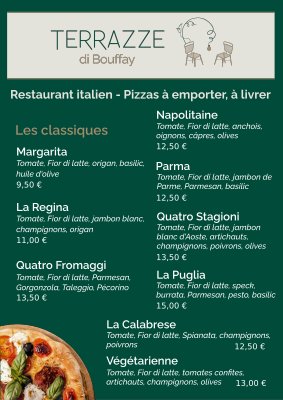 Flyer pour menu à emporter pizzeria